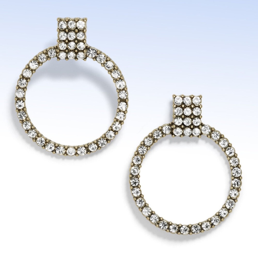 BAUBLEBAR Antiqued Gold-Tone GEMMA Crystal Embellished Hoop Earrings